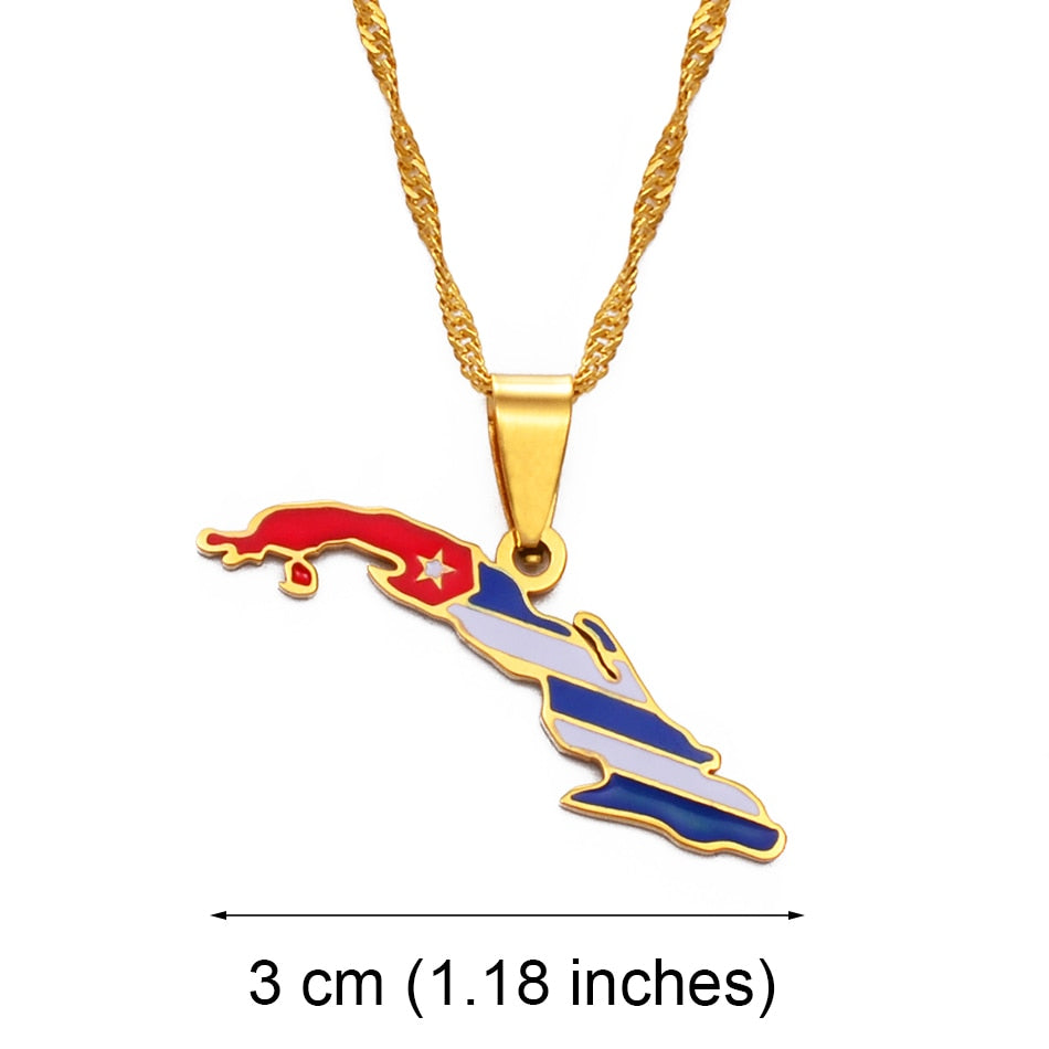 Cuba Flag Pendant Necklace