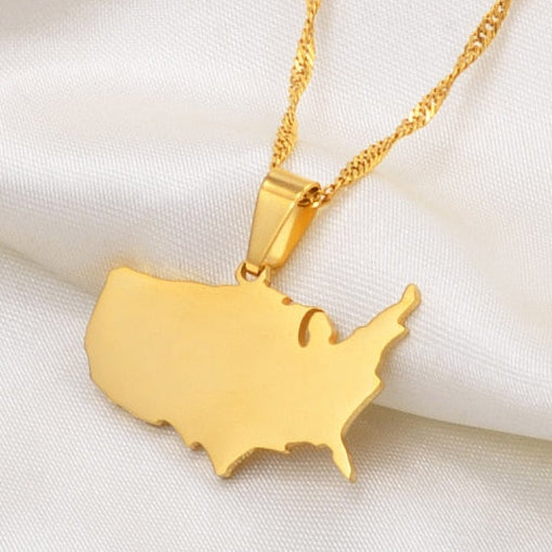 USA Map Pendant and Necklace