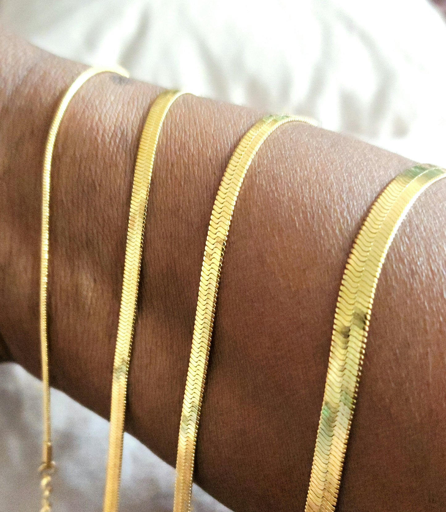 18k Gold Plated Herringbone Bracelets