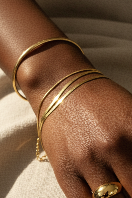 18k Gold Plated Herringbone Bracelets