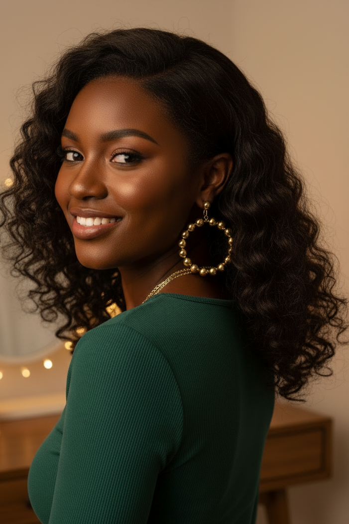 MC Lyte  Pearl Hoop earrings