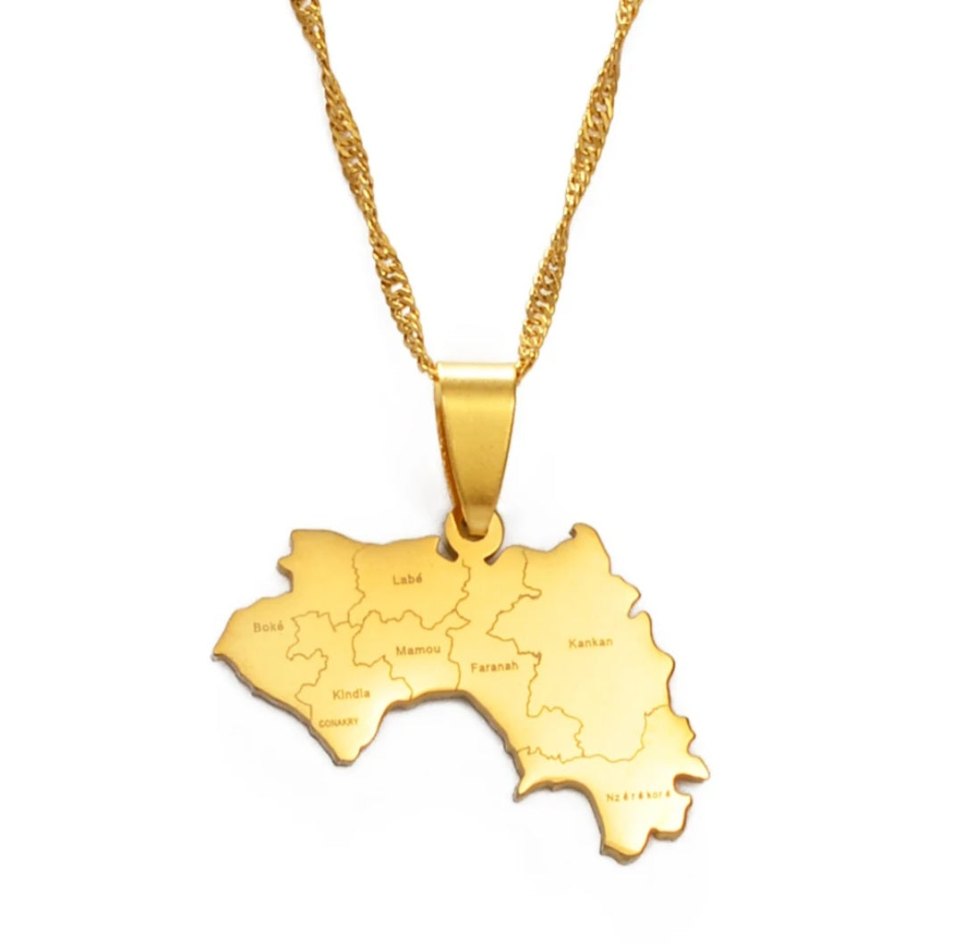 Guinea Flag Pendant Necklaces