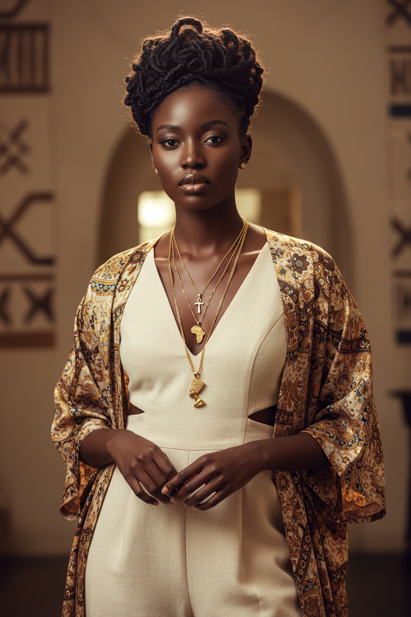 Triple threat Ankh Africa and Queen necklace set.