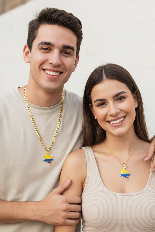 Colombian Map Flag Pendant Necklaces