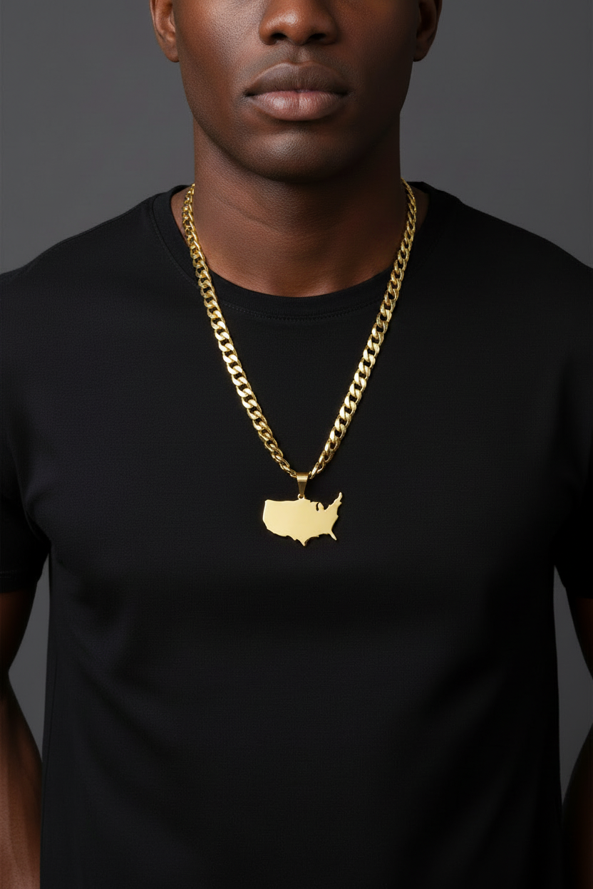USA Map Pendant and Necklace