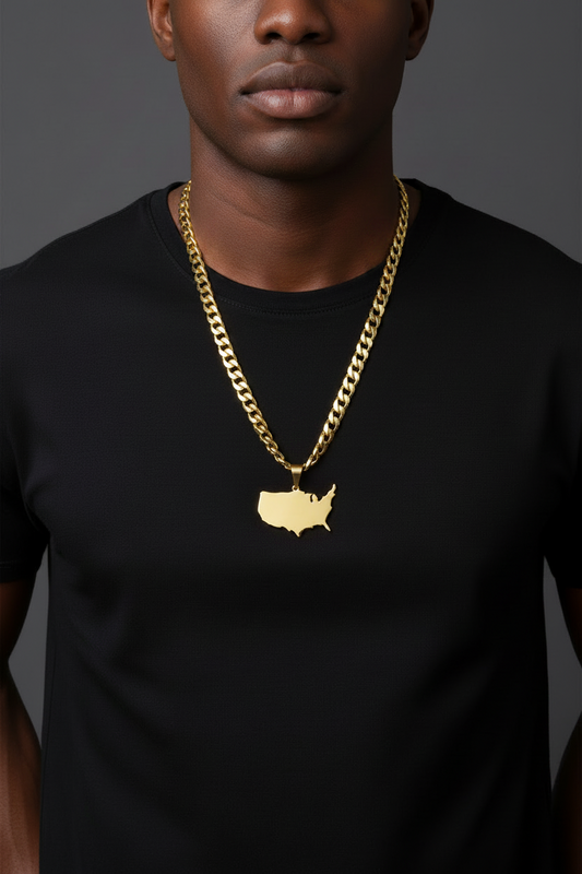 USA Map Pendant and Necklace