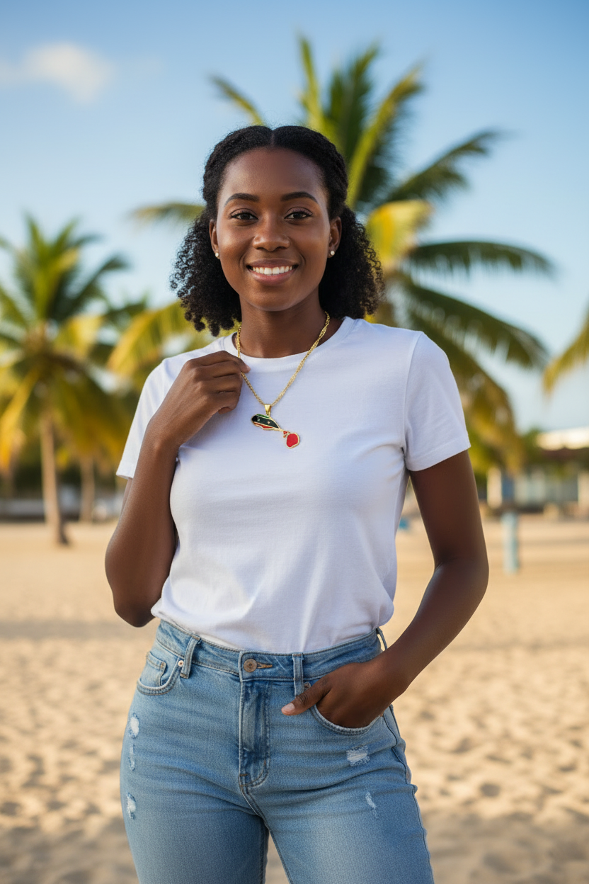 St Kitts and Nevis Flag Pendant Necklaces