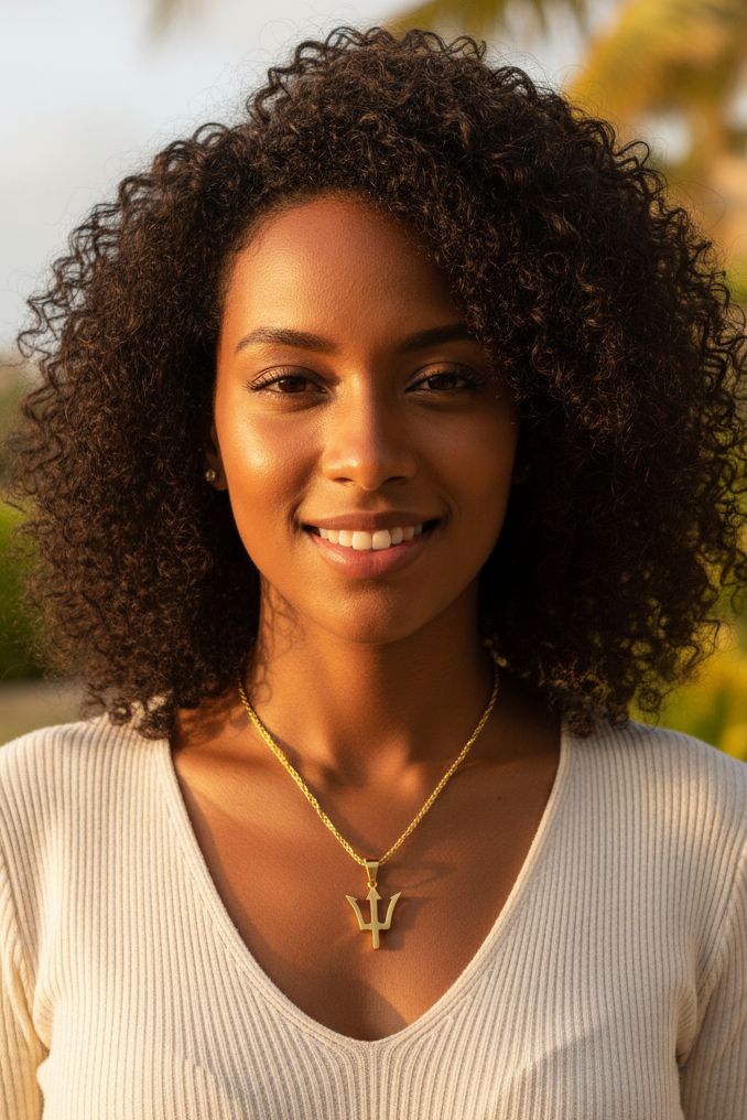 Barbados Outline Pendant Necklace