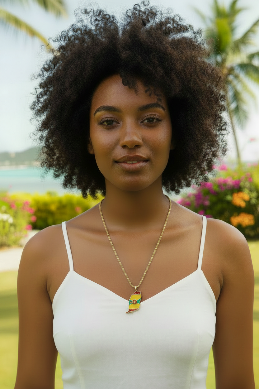 Grenada Island Map Pendant Necklaces