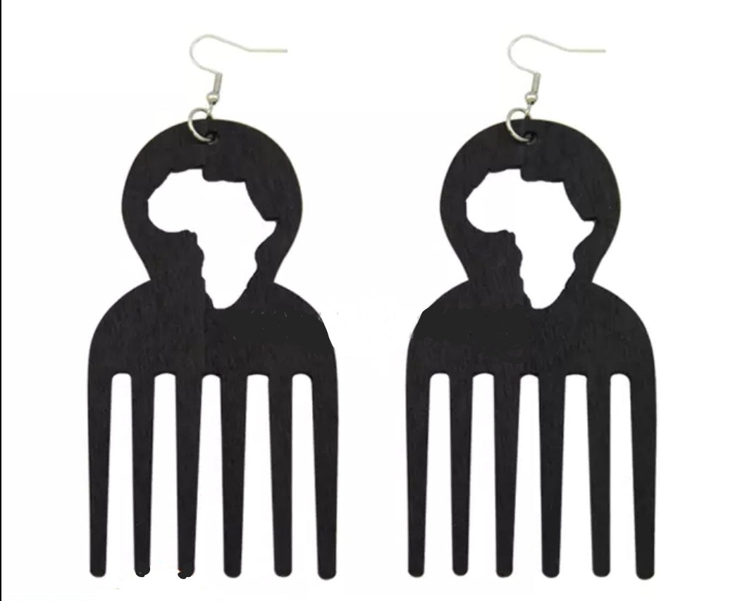 Afro pick comb earrings