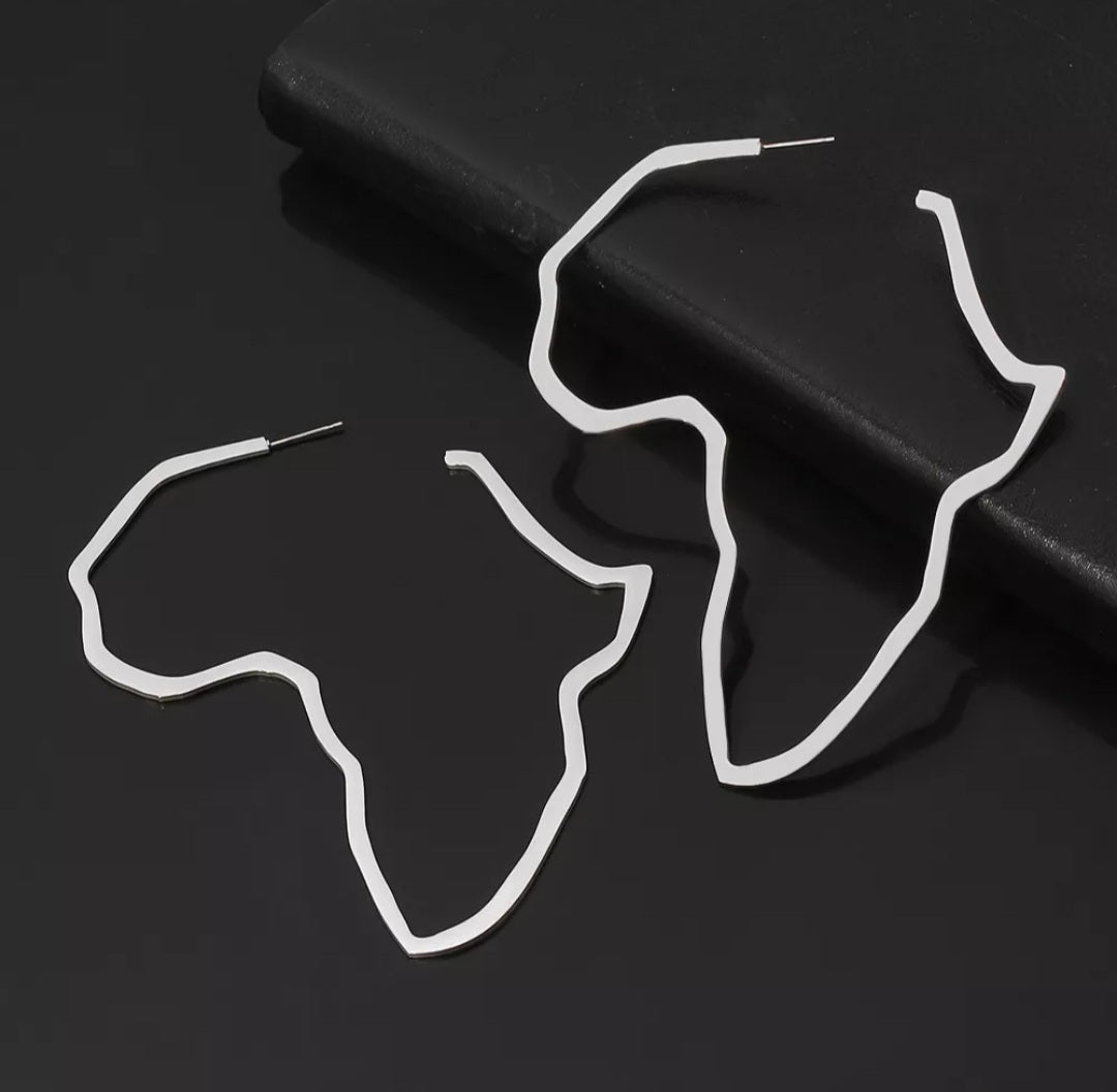 Africa Open Hoop Outline Earrings