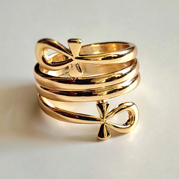 Double Ankh Spiral Ring