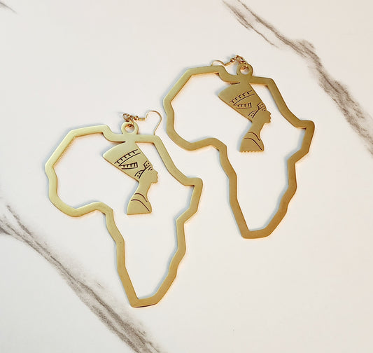 Nefertiti Africa Earrings 14k Gold plated