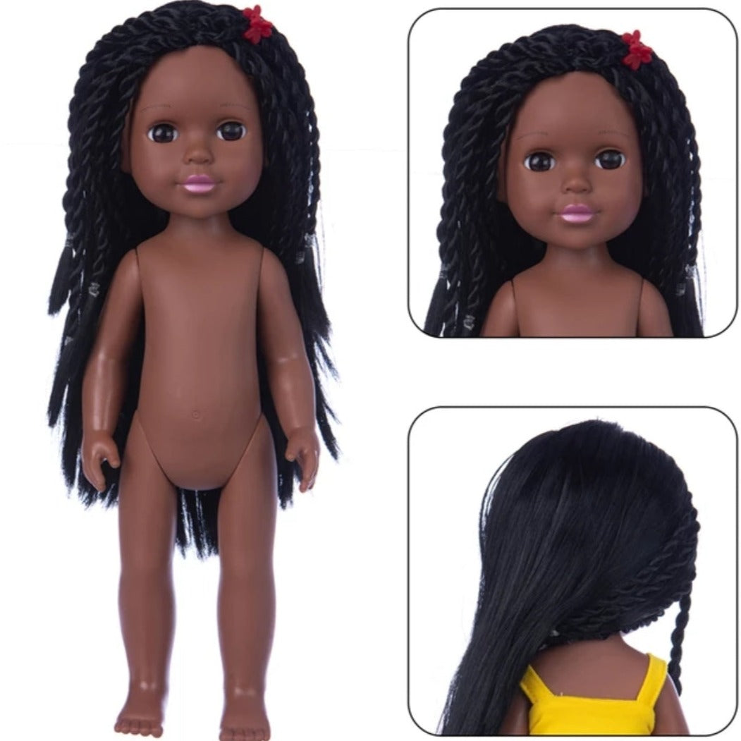 Black doll with twisted hair