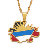 Antigua Map Flag Pendant and Necklaces