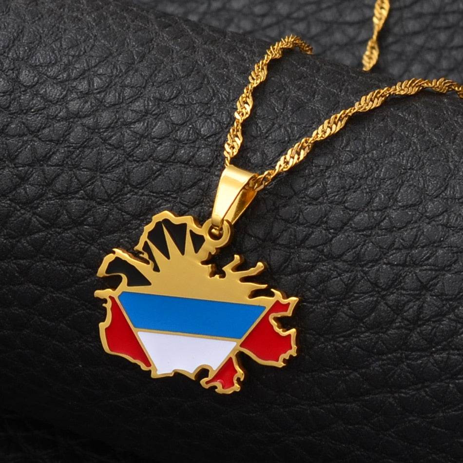 Antigua Map Flag Pendant and Necklaces