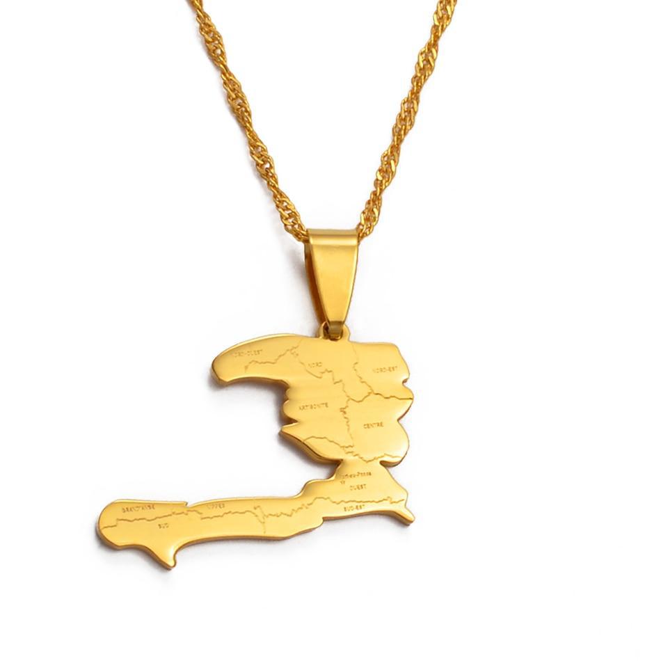 Haiti Country Map With States Pendant & Necklaces