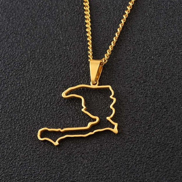 Haiti outline Pendant Necklaces