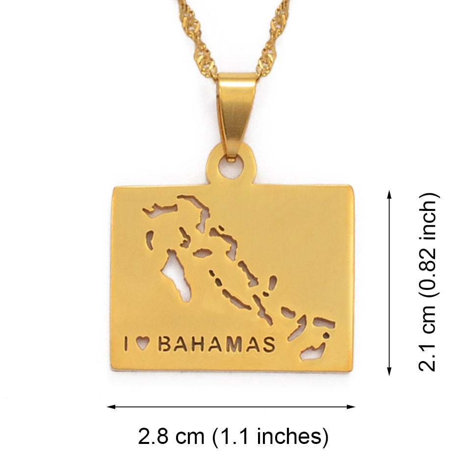 Bahamas Map Pendant Necklaces