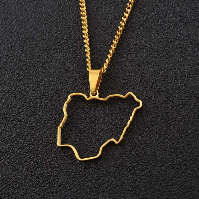 Nigeria outline Necklace