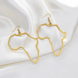 Africa Outline Dangle Earrings Closed Hoop