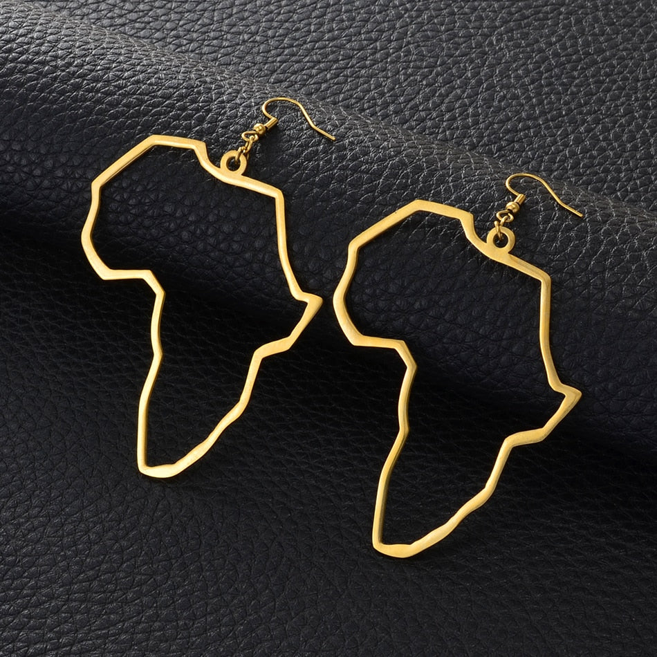 9CM Outline Africa Map Big Earrings Exaggerate Earring Gold Color Afri–  Lavishluxxshop