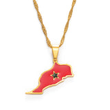 Morocco Map & Flag Necklace