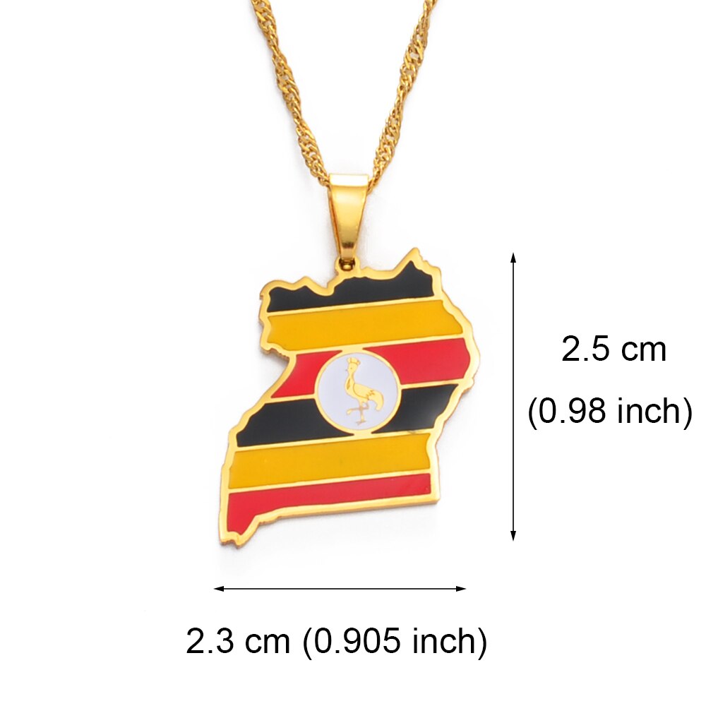 Uganda Map & Flag Pendant Necklace