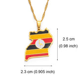 Uganda Map & Flag Pendant Necklace