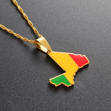 Mali Map & Flag Pendant Necklace
