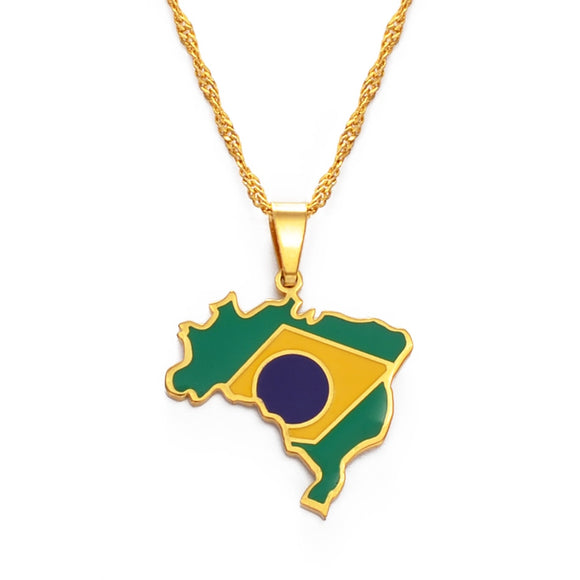 Brazil Flag Pendant & Necklace