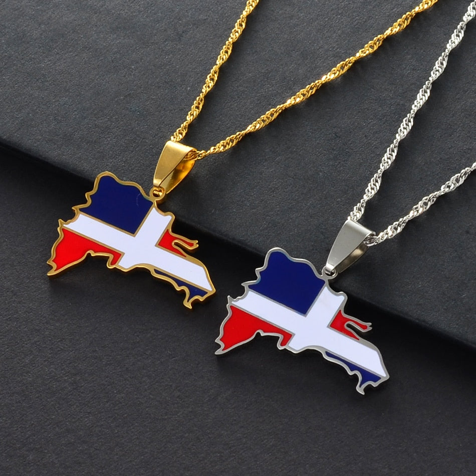 Dominican Map Pendant Necklaces