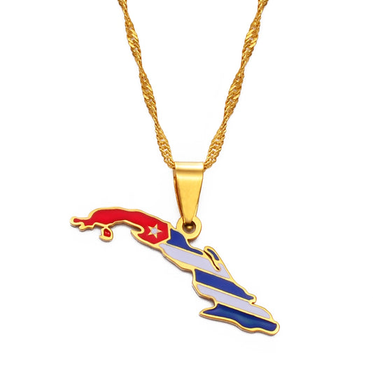 Cuba Flag Pendant Necklace