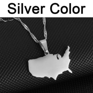 USA Map Pendant and Necklace