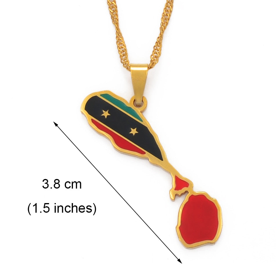 St Kitts and Nevis Flag Pendant Necklaces