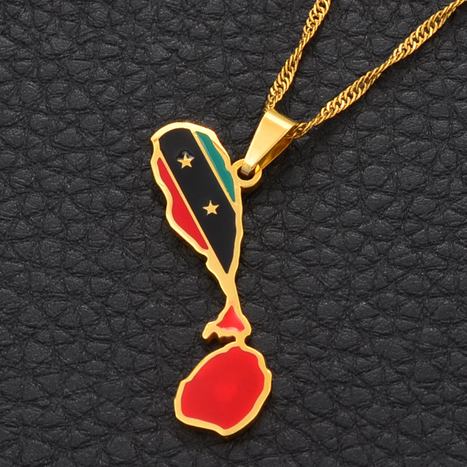 St Kitts and Nevis Flag Pendant Necklaces