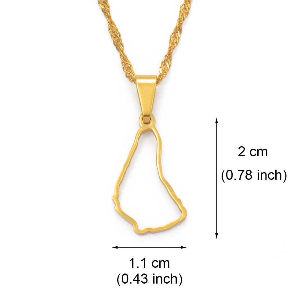Barbados Outline Pendant Necklace